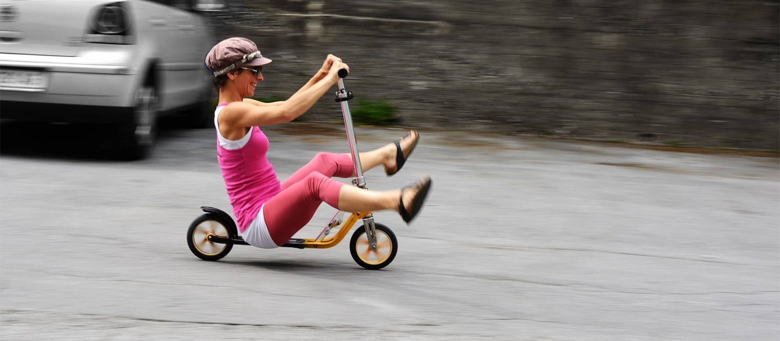 Trying Navasana on a scooter